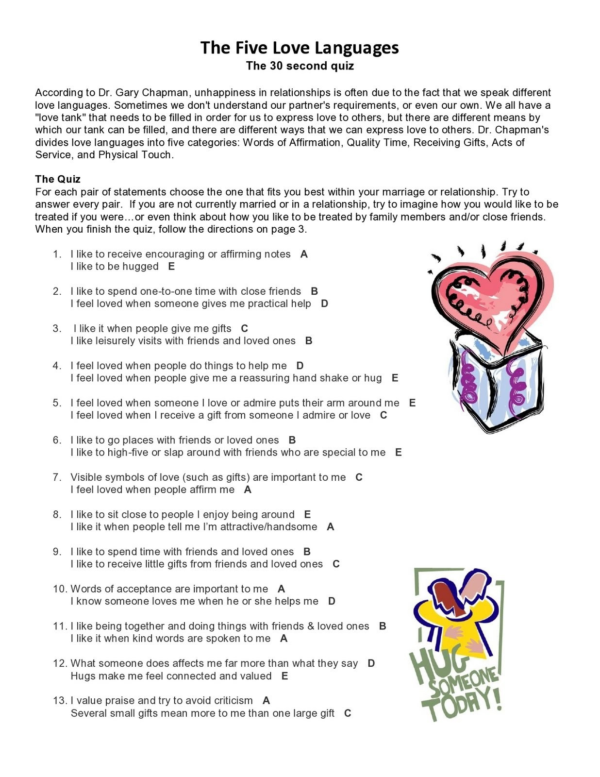 Free Printable Love Language Quiz Free Printable