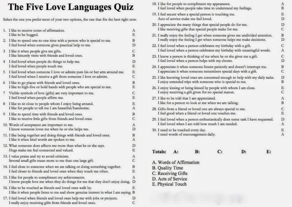 Free Printable Love Language Quiz Free Printable Weekly Quiz